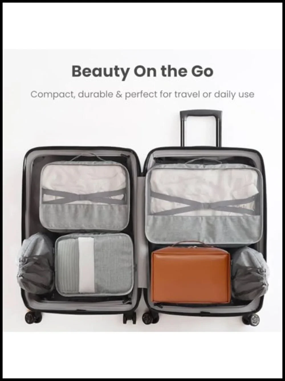 Large 180° Flat Open Travel Makeup Bag with Compartments Waterproof PU Leather
